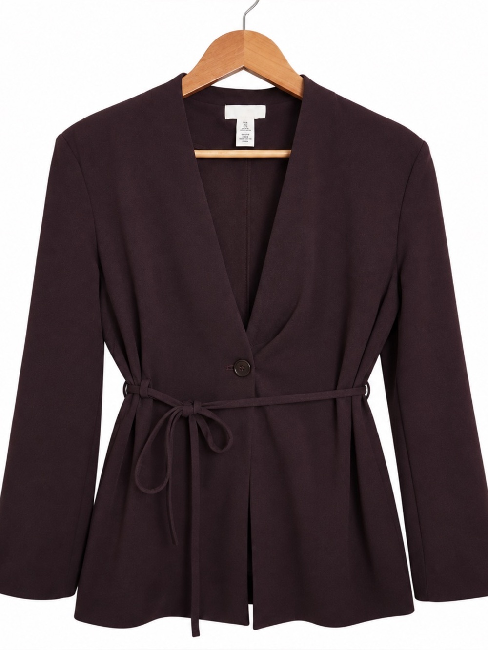 Brown Single-Button Blazer with Waist Tie | Size S | NWOT